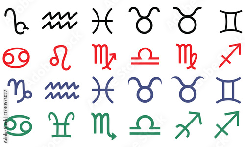 Zodiac symbols collection astrology signs