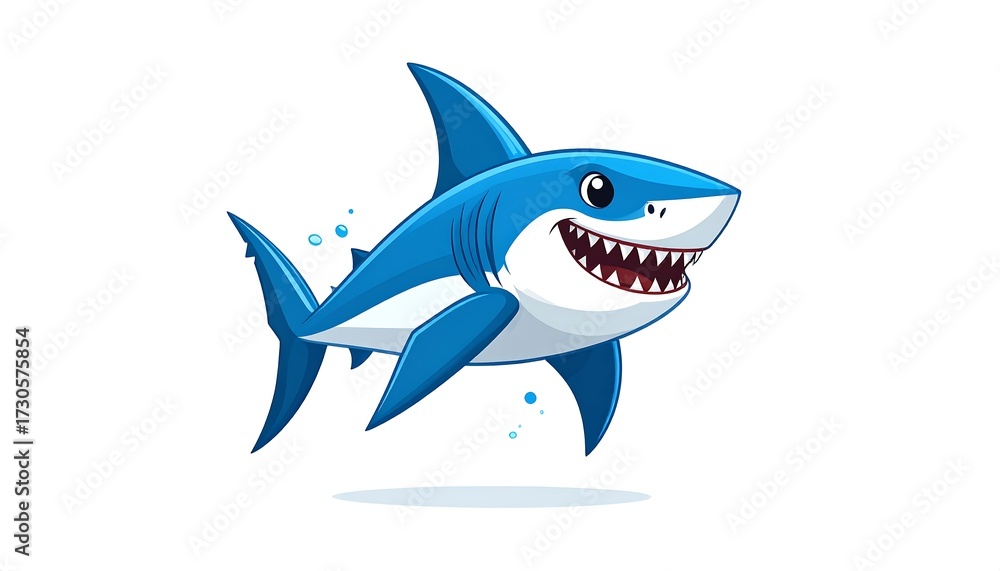 Fototapeta premium Cartoon shark in profile, smiling