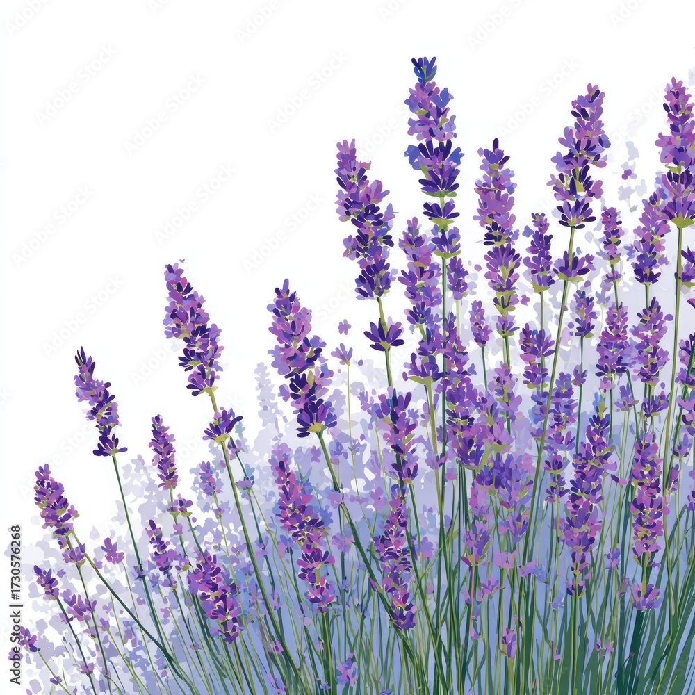 Obraz premium Watercolor illustration of lavender flowers isolated on white background