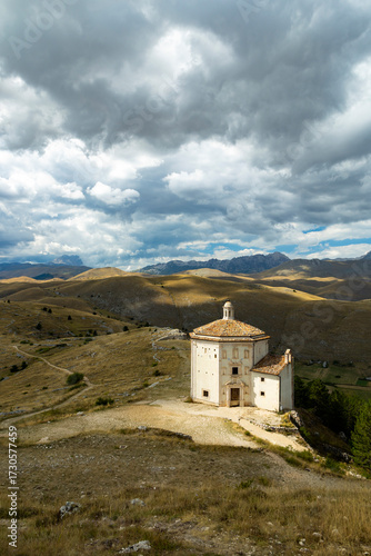 Santa Maria della Pieta church on hills of Calascio, Abruzzo