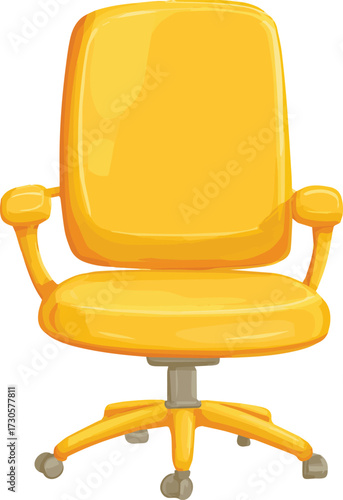 Vector art of cartoon yellow office chair, comfortable furniture for work