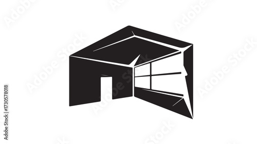Modern minimalist home icon for real estate or architecture firm, conveying simplicity and sophistication in design with a clean, geometric style perfect for branding projects