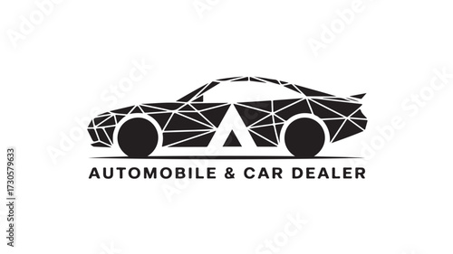 Sleek geometric sports car logo design representing modern automobile sales and dealership branding, perfect for automotive businesses seeking dynamic visual identity.
