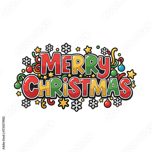 Merry christmas text with festive decorations isolated on black background isolated on white background isolated on transparent background