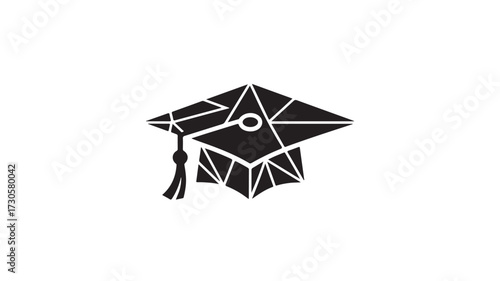 Modern geometric graduation cap design symbolizing academic achievement, knowledge, and future success for educational and celebratory projects