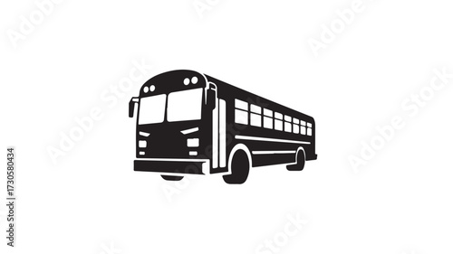 Classic black school bus silhouette ready for student transport and educational journeys, perfect for back to school promotions and learning graphics.