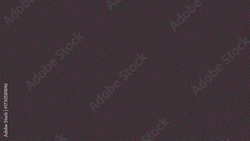 Seamless Turing diffusion pattern background in red line dark with chaotic linear motion. Features abstract biological shapes and organic textures. Perfect for trendy wallpapers and backdrops