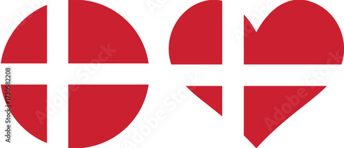Denmark flag button heart round love PNG
