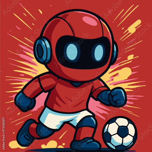 Red Jersey Robot Striker — Dynamic Tech Football Character