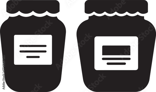Two dark jam jars with labels silhouette