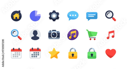 Collection of colorful app icons and symbols.