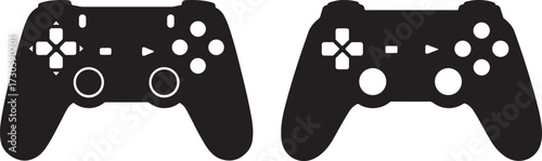 Two video game controllers silhouette