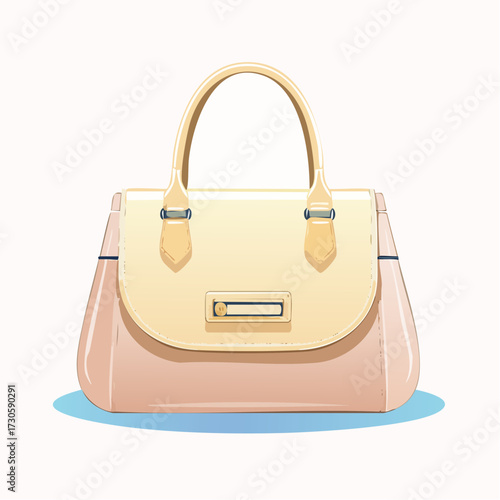 Joli sac à main pour femme, bicolore, isolé sur fond blanc