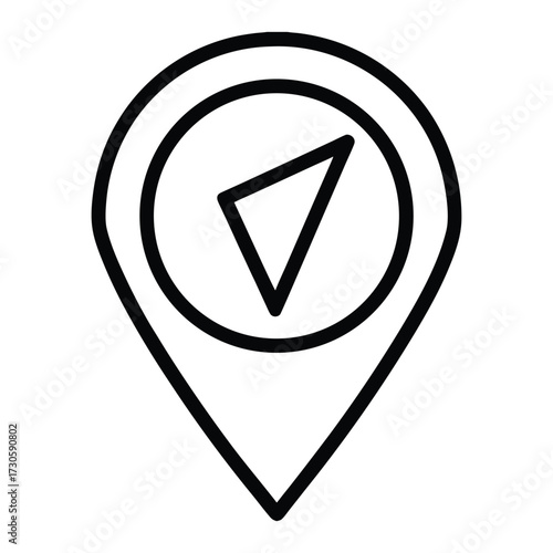 Free Download Black outline map pin icon with compass needle inside location navigation - GFXLoad