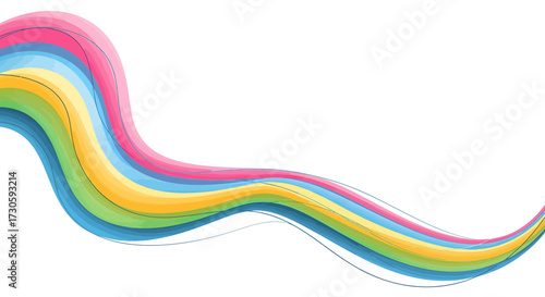 Abstract colorful brushstroke wave design on white background for creative projects