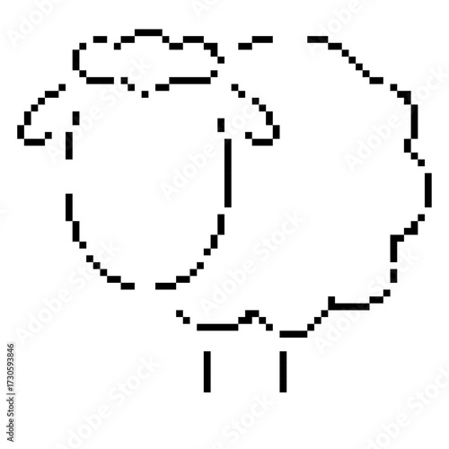 lamb pixel icon, 8-bit. Isolated vector illustration.