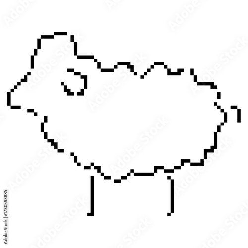 lamb pixel icon, 8-bit. Isolated vector illustration.