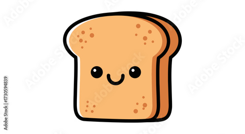 Charming cartoon toast illustration radiating warmth and playful simple design for bakery product