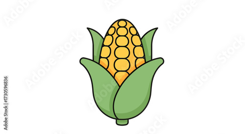 Delightful corn on the cob illustration, inviting agricultural charm and whimsical design, perfect