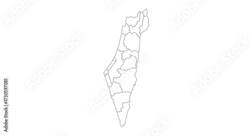 Detailed outline map of palestine with administrative divisions on a clean white backdrop