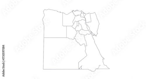 Detailed outline map showcasing the governorates and regions of Arab Republic of Egypt