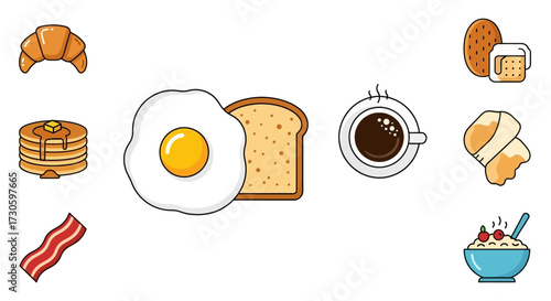 Fried Egg and Toasted Bread - Classic Breakfast Duo Illustration.