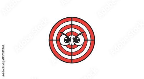 Humorous target with expressive angry eyes, adding a quirky twist to archery themes