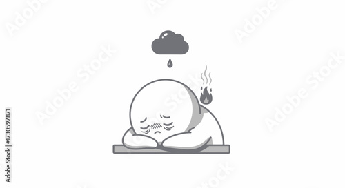 Illustration depicting emotional burnout and stress with a character experiencing sadness