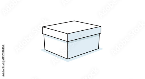 Minimalist illustration of a closed white rectangular box on a plain background art work
