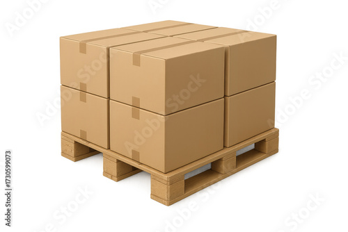 Cardboard boxes stacked on wooden pallet for shipping
