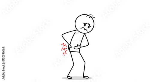 Stick figure experiencing lower back pain indicating medical condition illustration