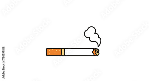 Stylized cigarette with rising smoke, symbolizing addiction and its visual representation