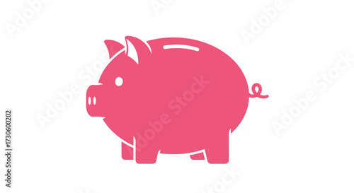 Vibrant pink piggy bank icon representing financial savings and monetary accumulation