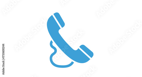Vibrant turquoise telephone receiver icon against plain backdrop for contact concepts