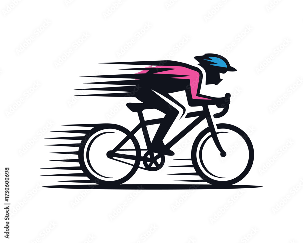 Naklejka premium Dynamic Cyclist in Motion Speed Bicycle Race Logo Vector 