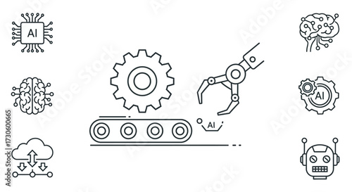 Robotic Arm Manipulating Gear on Automated Conveyor Belt.