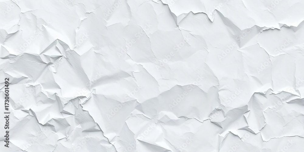 Fototapeta premium Close-up of crumpled, aged white paper texture, old, wrinkled paper