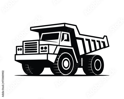 "Heavy Duty Dump Truck Vector Illustration Mining & Construction Vehicle Graphic"

