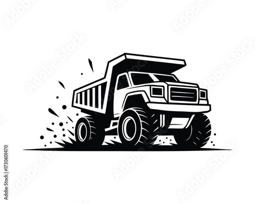 "Heavy Duty Dump Truck Vector Illustration Mining & Construction Vehicle Graphic"
