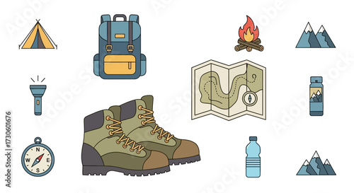 Sturdy Hiking Boots, Durable Leather, Outdoor Gear.