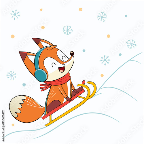 fox and mouse on the snow