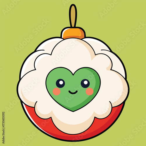 A funny, cute cartoon apple character with a happy smile and a little green worm is a healthy fruit illustration
