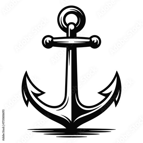 Anchor Vector Illustration Black and White Nautical Maritime Boat Sailing Design