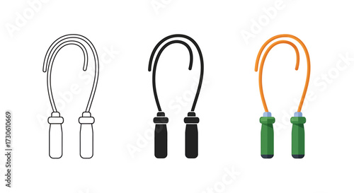 Set of jump rope illustrations vector design element for fitness and exercise isolated on white background