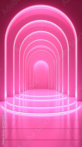 Pink neon archway display