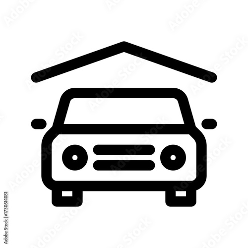 Car under roof icon. Garage sign. Vector graphics