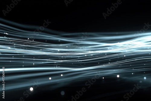 Light trails create an elegant and fluid pattern in a dark environment during a nighttime display