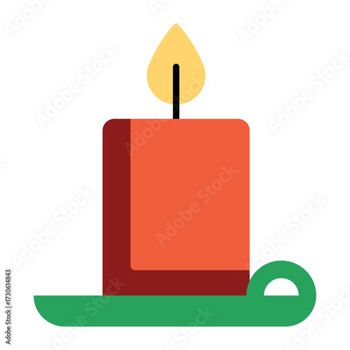 Christmas Candle Flat Vector Icon