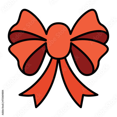 Flat Christmas Bow Icon for Holiday Designs