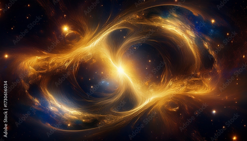 Fototapeta premium cosmic nebula golden celestial formation